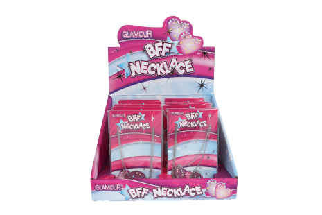 Glamour BFF vriendschapsketting hart 2-delig roze 12cm