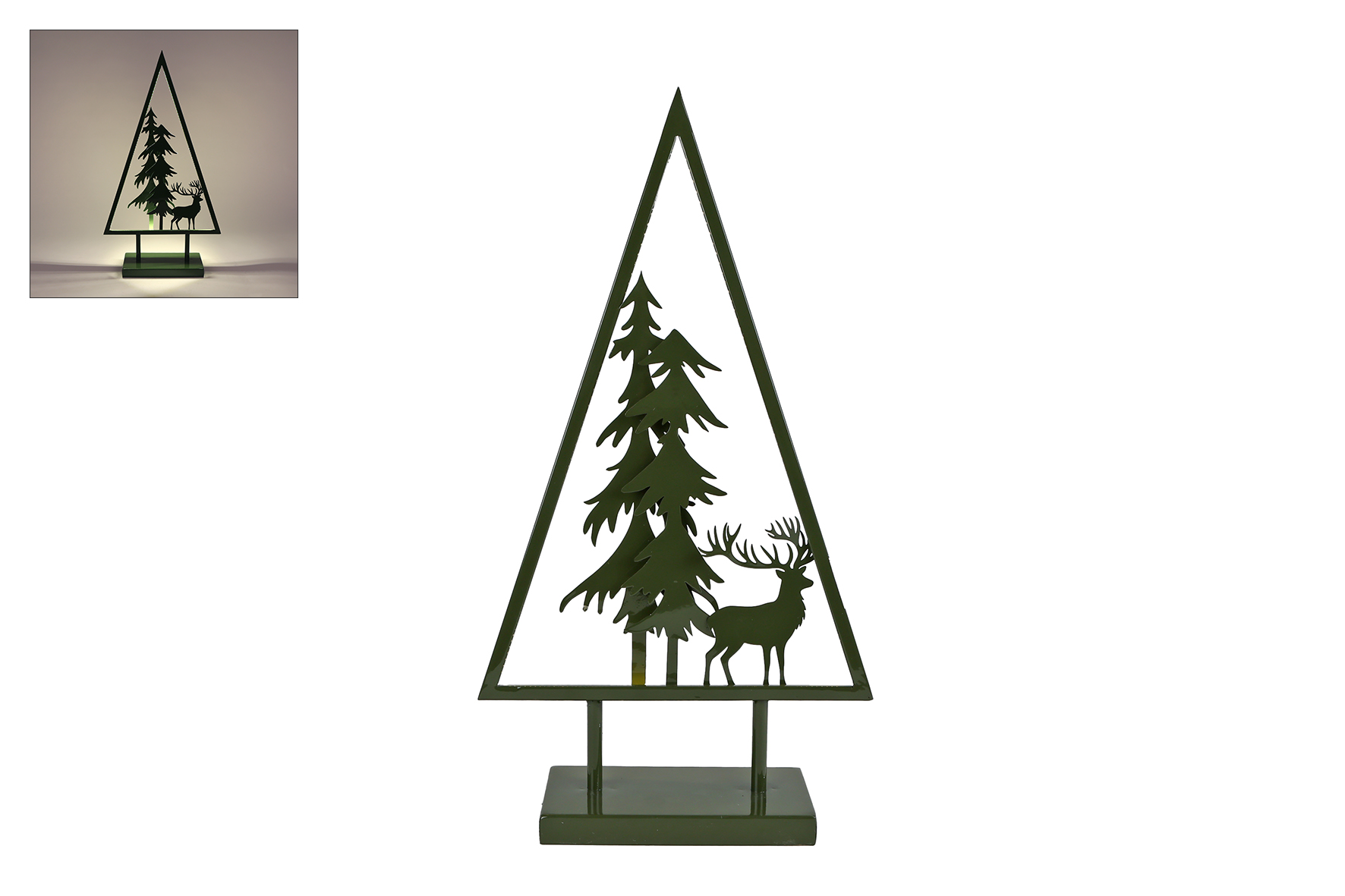 Sfeerverlichting LED Xmas Tree groen metaal 26x9x48,5cm