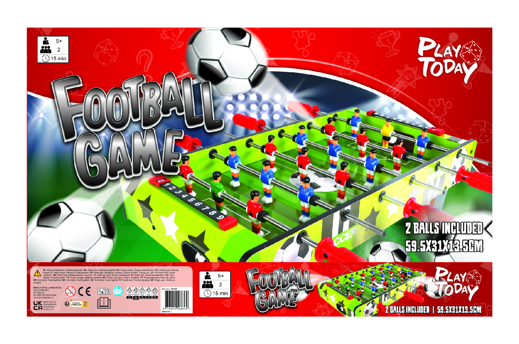 Play ToDay voetbaltafel 59,5x30,5x13,5cm