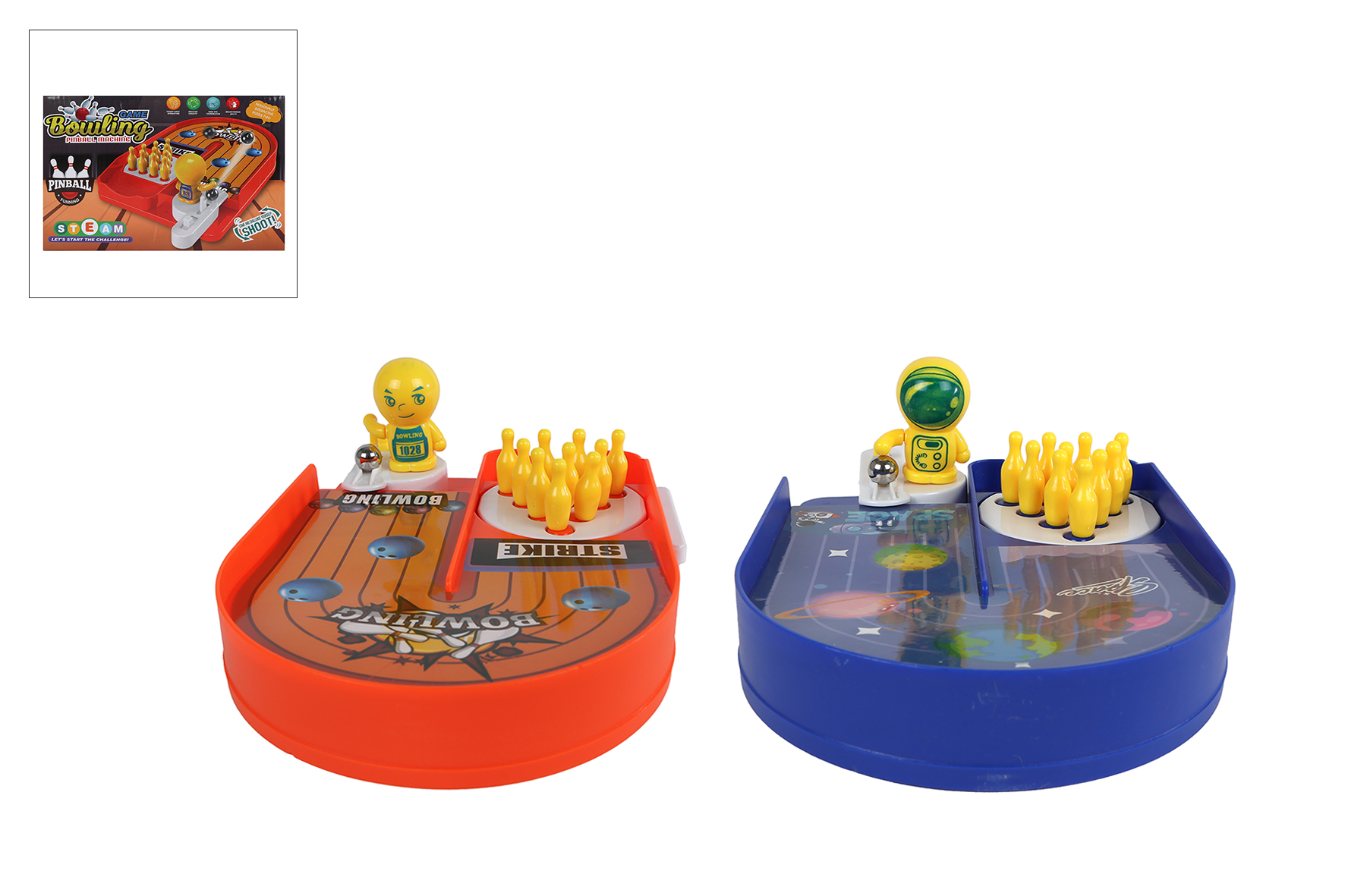 Pinball bowling game 2ass 19x13x3,5cm