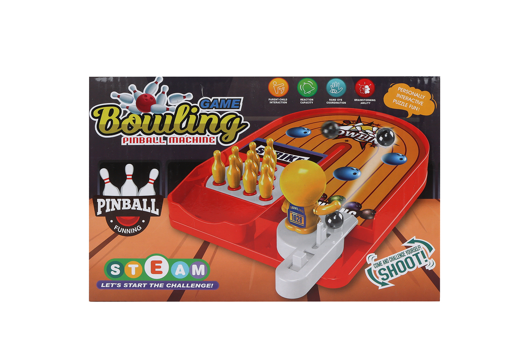 Pinball bowling game 2ass 19x13x3,5cm