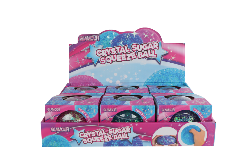 Glamour mega kristal sugar stressbal 750gram 3ass 10cm
