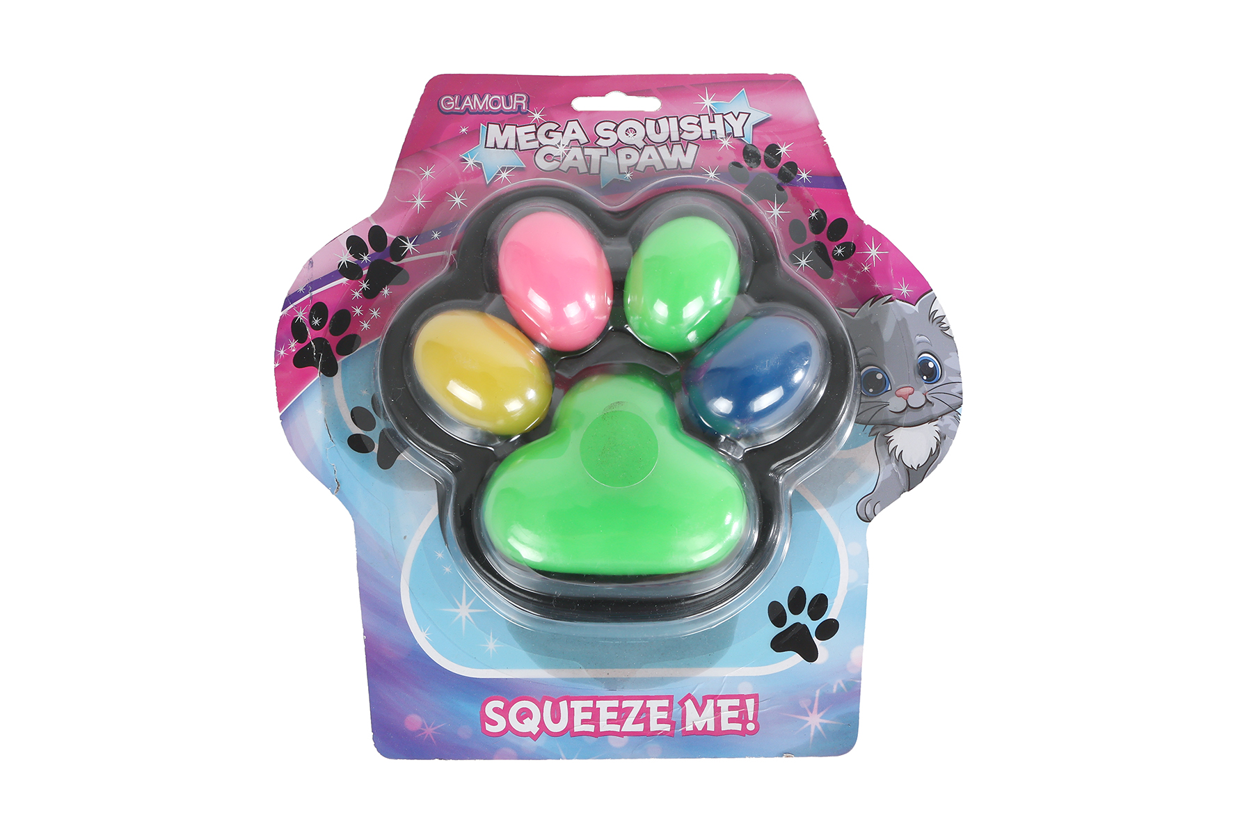 Glamour squishy mega kattenpoot 500gram 6ass 17cm