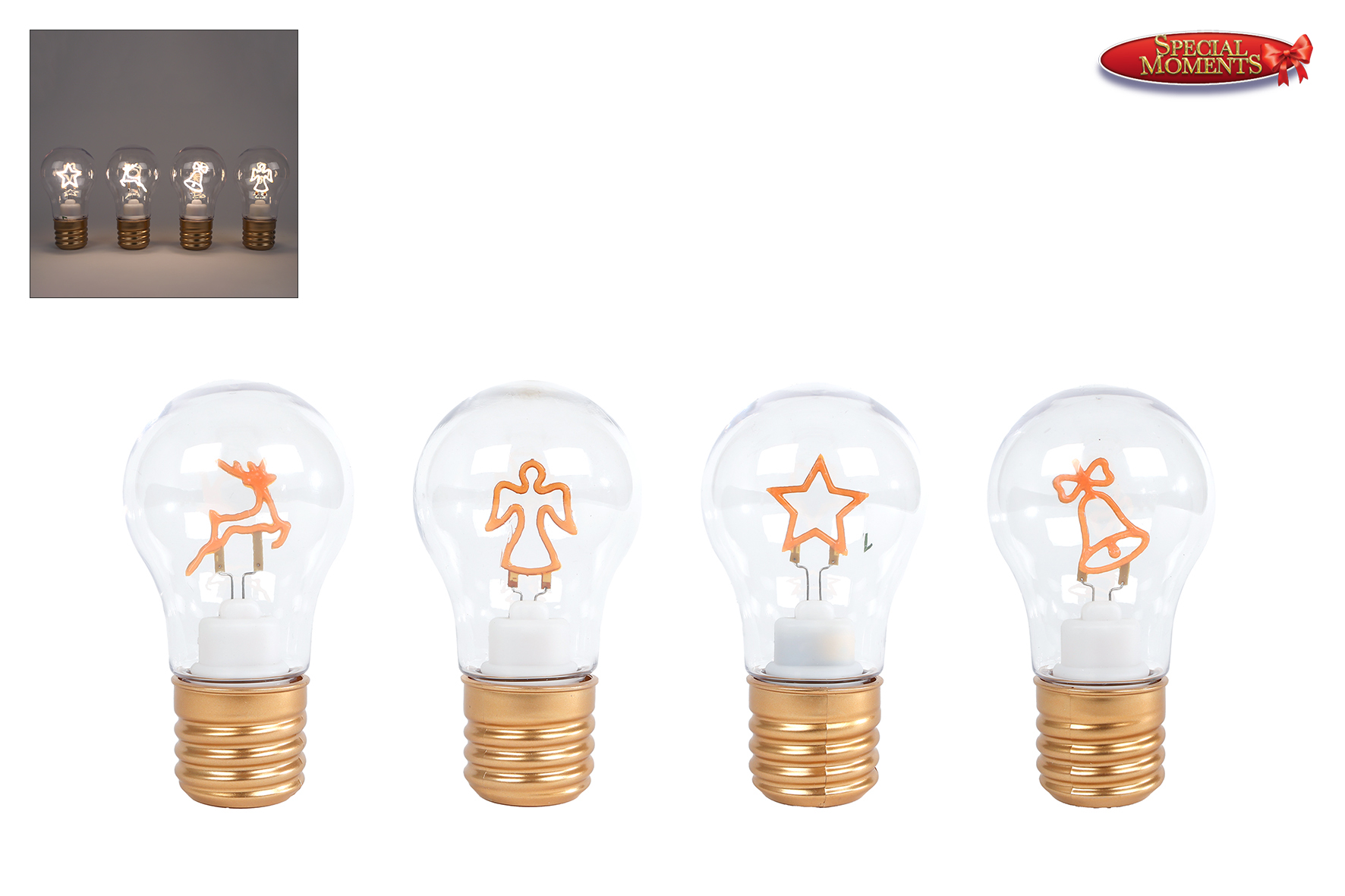 Special Moments LED Gloeilamp Xmas 7x7x12,5cm 4 assorti