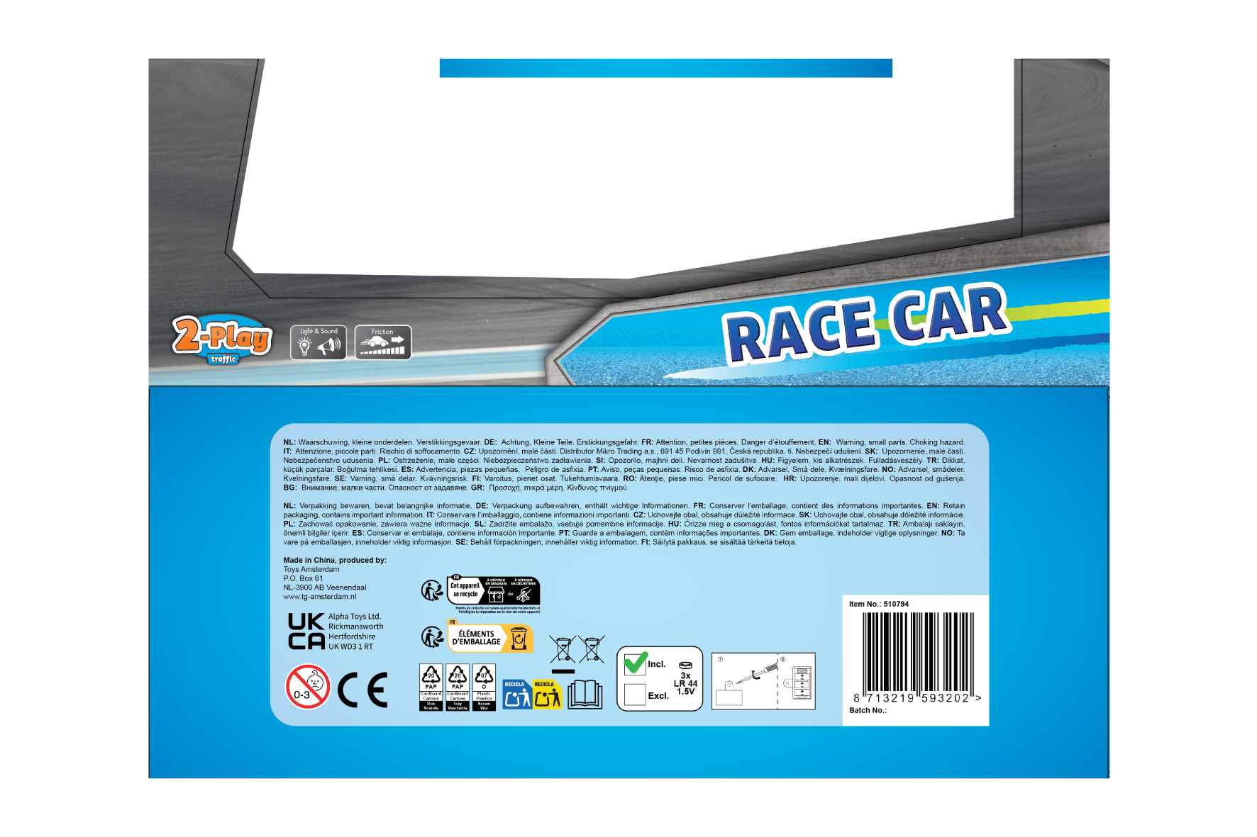 2-Play Formula race auto frictie met L/G 2ass 26cm