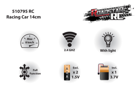 Roadstar Formula race auto met licht 2.4GHz 13,5cm - Rood