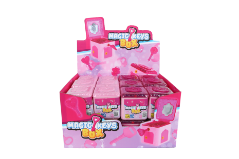 Surprise box 4 deurtjes/5 sleutels roze 4ass 5x5x5cm