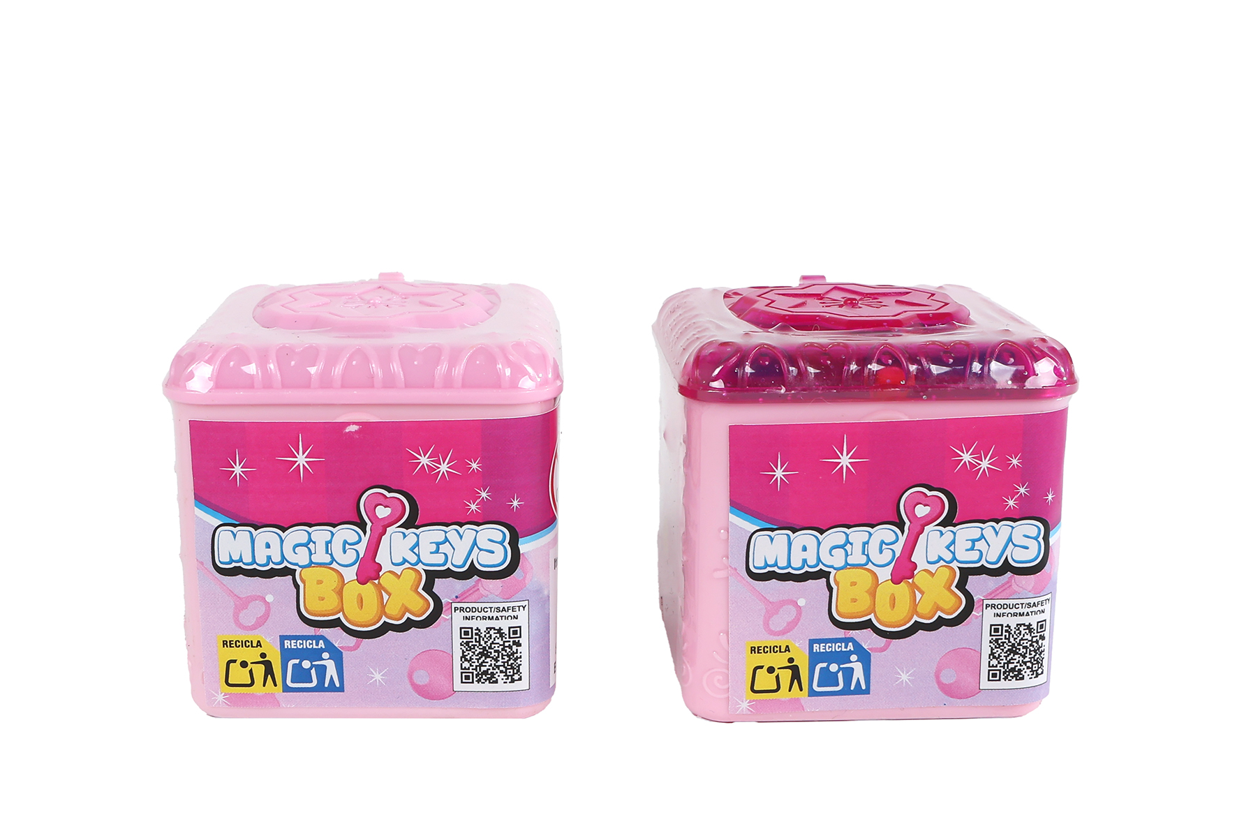 Surprise box 4 deurtjes/5 sleutels roze 4ass 5x5x5cm