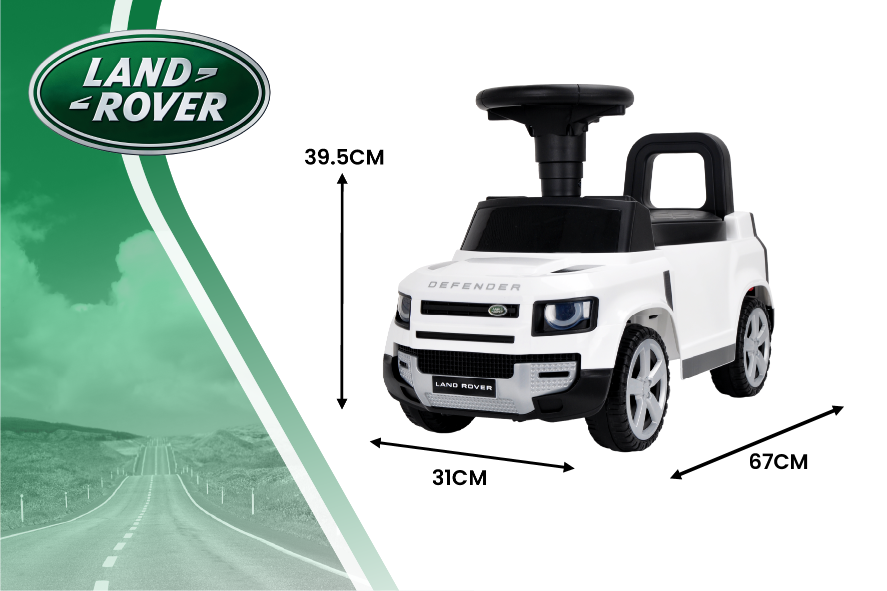 Land Rover loopauto wit met geluid 67cm