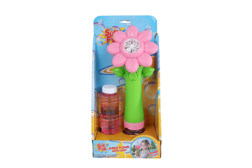 Sun Fun bellenblaas bloem met licht 90ml 2ass kleur 27cm B/O