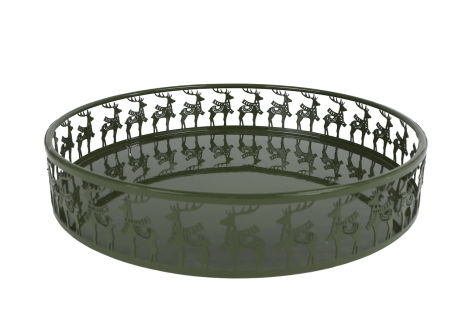 Dienblad Deer groen metaal 28,5x28,5x5cm