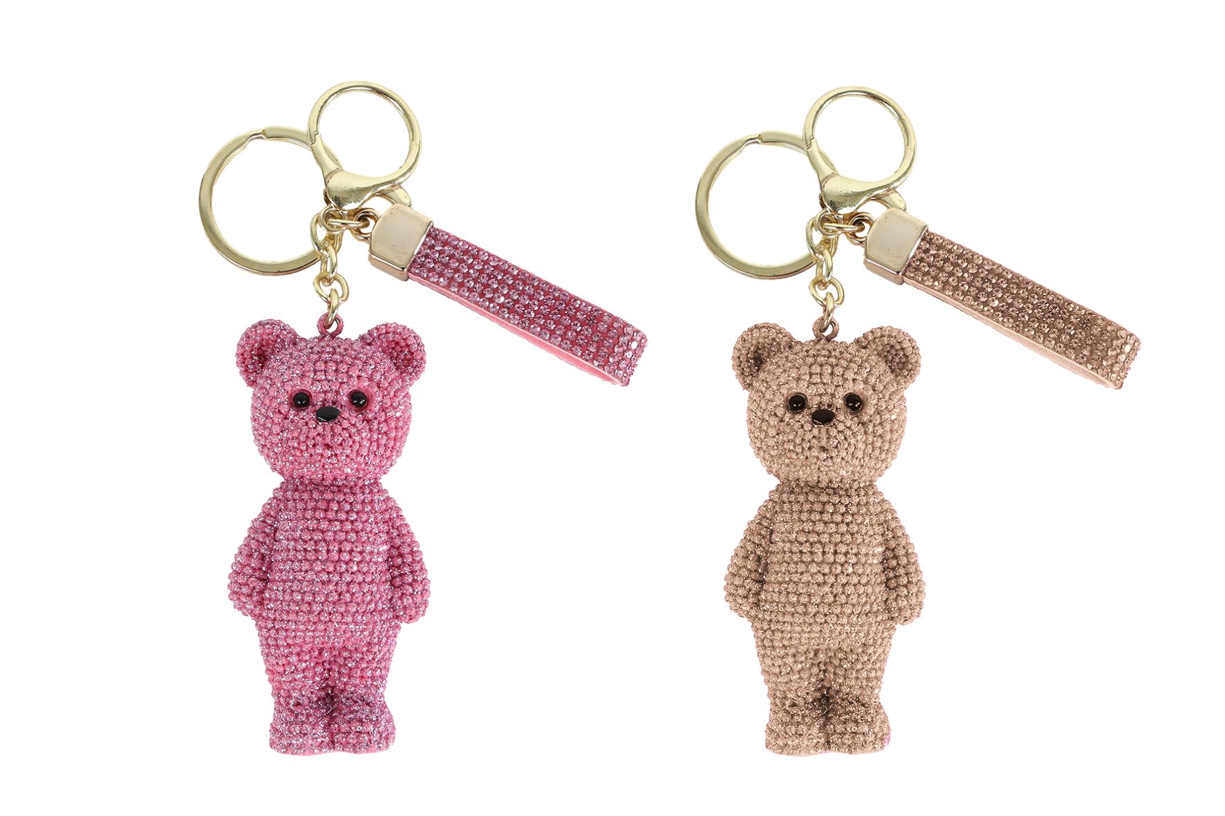 Sleutelhanger Teddybeer glinster goud polystone 14x4x3cm