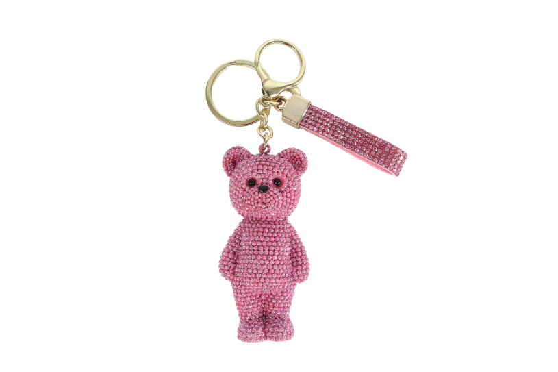 Sleutelhanger Teddybeer glinster goud polystone 14x4x3cm