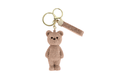 Sleutelhanger Teddybeer glinster goud polystone 14x4x3cm