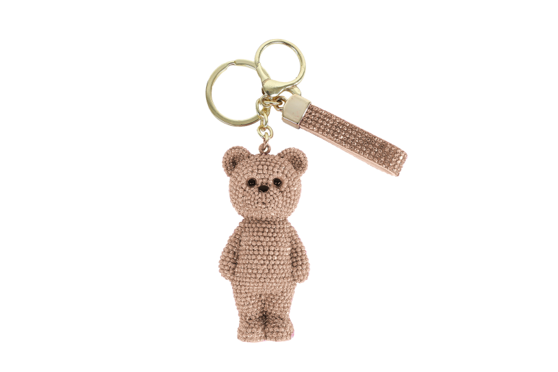Sleutelhanger Teddybeer glinster goud polystone 14x4x3cm