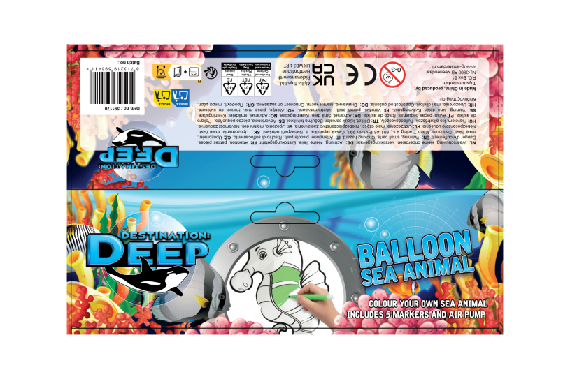 Destination Deep kleur zeedier opblaasbaar 4ass