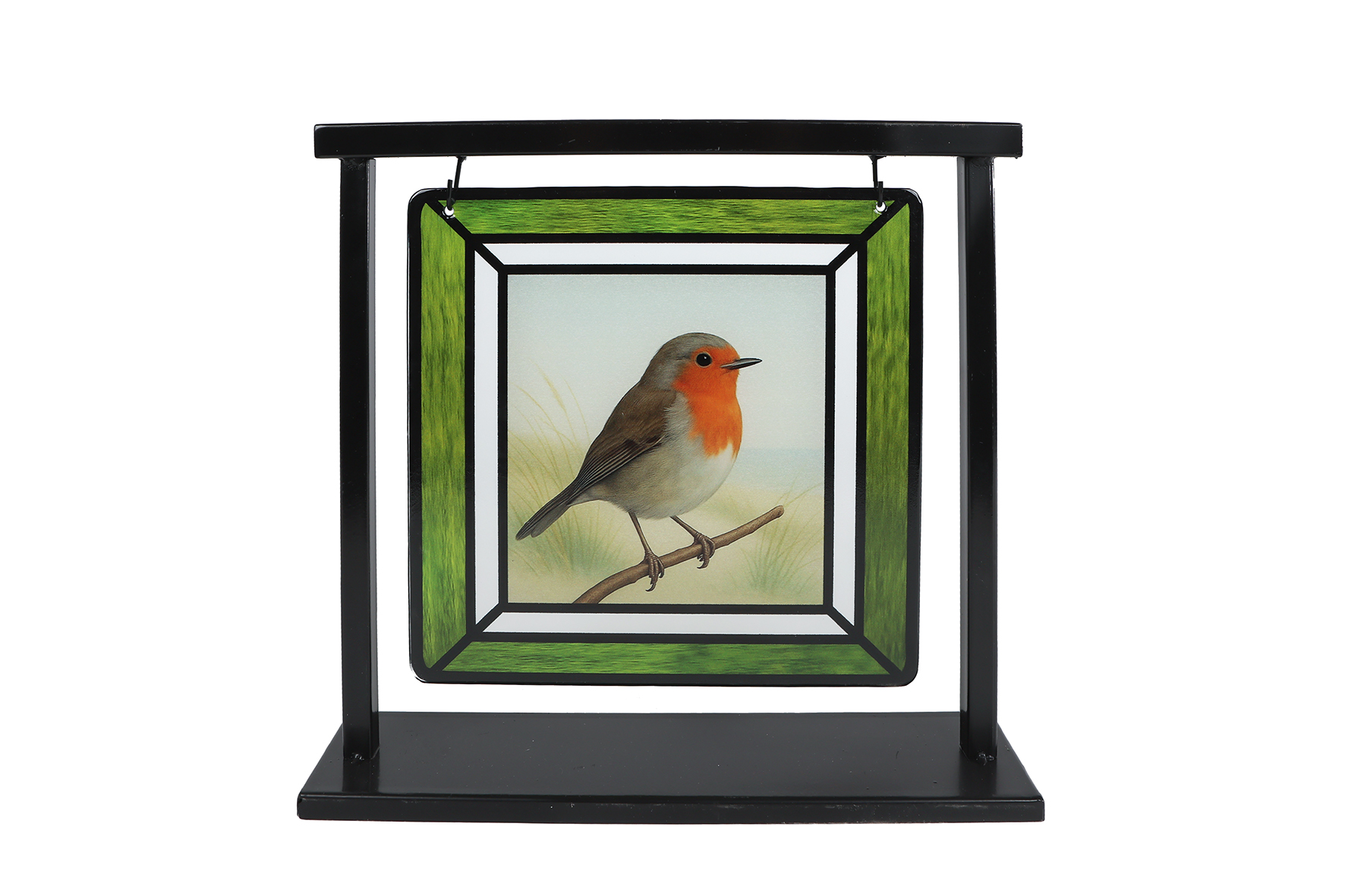 Deco Suncatcher Bird glas-in-lood/metaal 30x6x27,5cm 3ass.