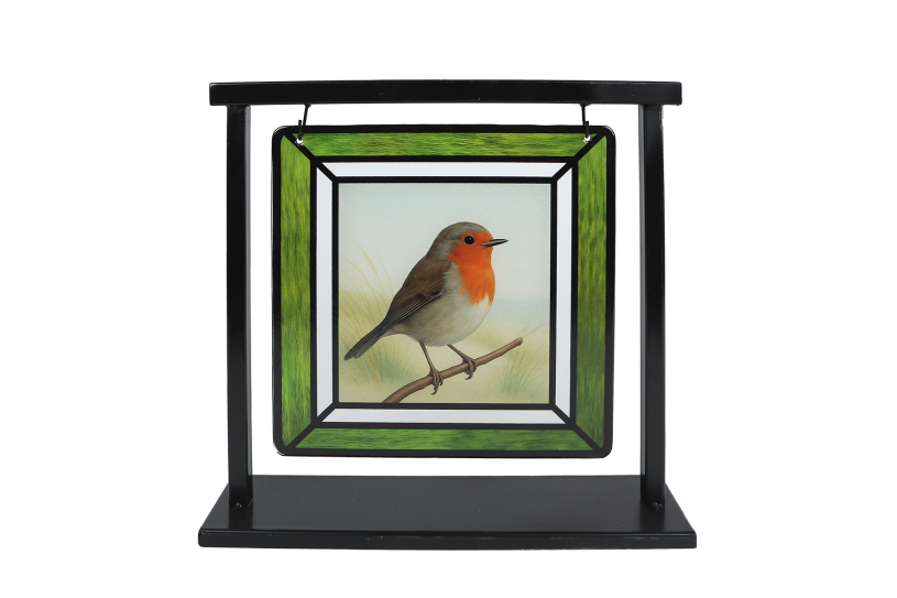 Deco Suncatcher Bird glas-in-lood/metaal 30x6x27,5cm 3ass.