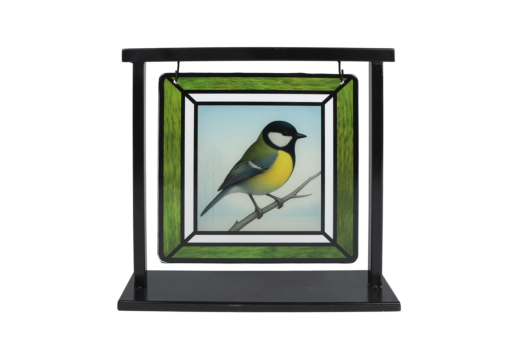 Deco Suncatcher Bird glas-in-lood/metaal 30x6x27,5cm 3ass.