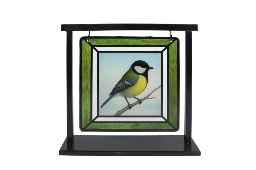 Deco Suncatcher Bird glas-in-lood/metaal 30x6x27,5cm 3ass.