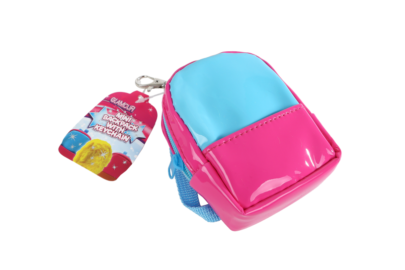 Glamour fashion rugzak mini m/sleutelhanger 3ass 10cm