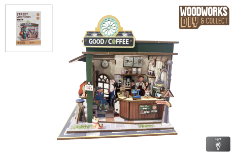Woodworks DIY bouwpakket Coffee Shop m/licht 120dlg hout
