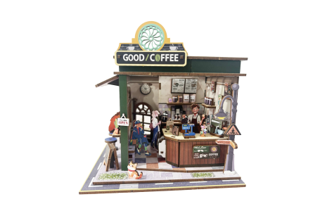 Woodworks DIY bouwpakket Coffee Shop m/licht 120dlg hout