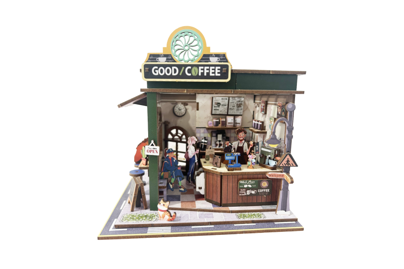 Woodworks DIY bouwpakket Coffee Shop m/licht 120dlg hout