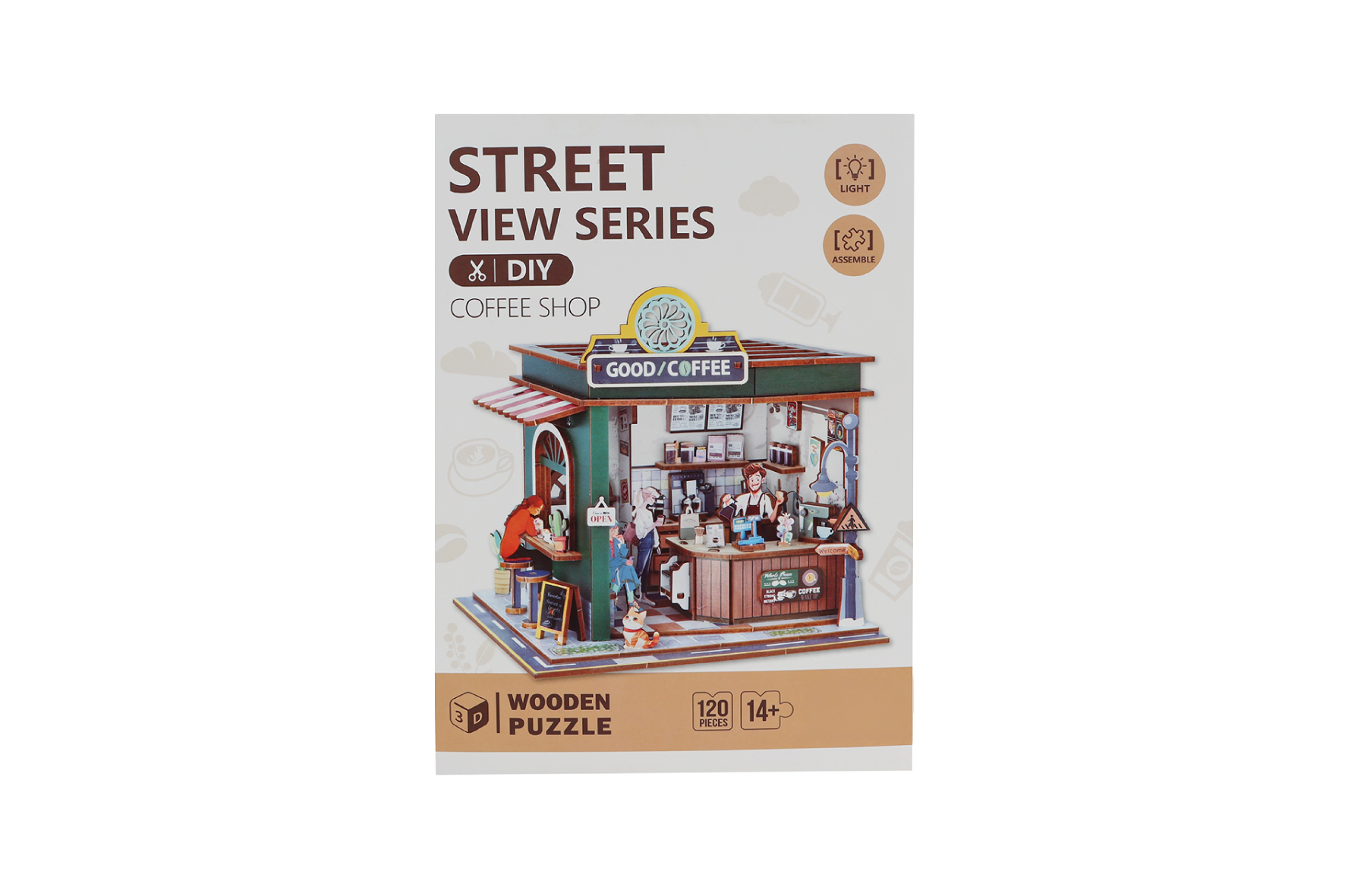 Woodworks DIY bouwpakket Coffee Shop m/licht 120dlg hout