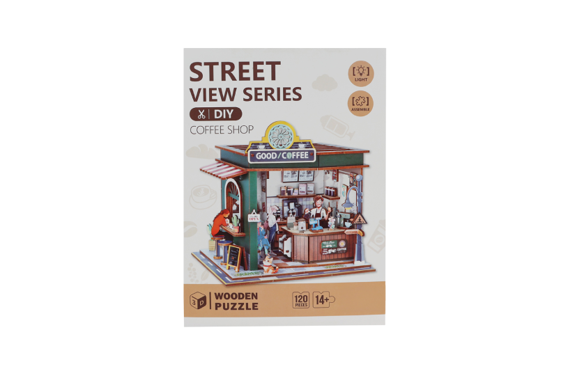 Woodworks DIY bouwpakket Coffee Shop m/licht 120dlg hout