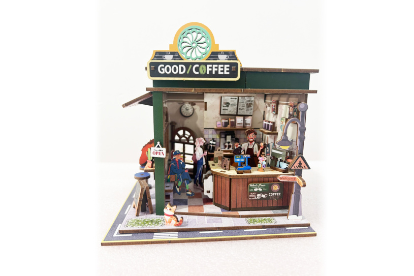 Woodworks DIY bouwpakket Coffee Shop m/licht 120dlg hout