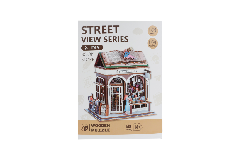 Woodworks DIY bouwpakket Book Store m/licht 148dlg hout