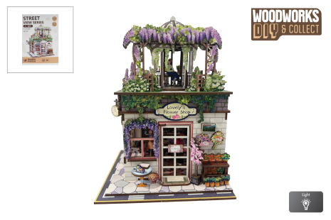 Woodworks DIY bouwpakket Flower Shop m/licht 243dlg hout