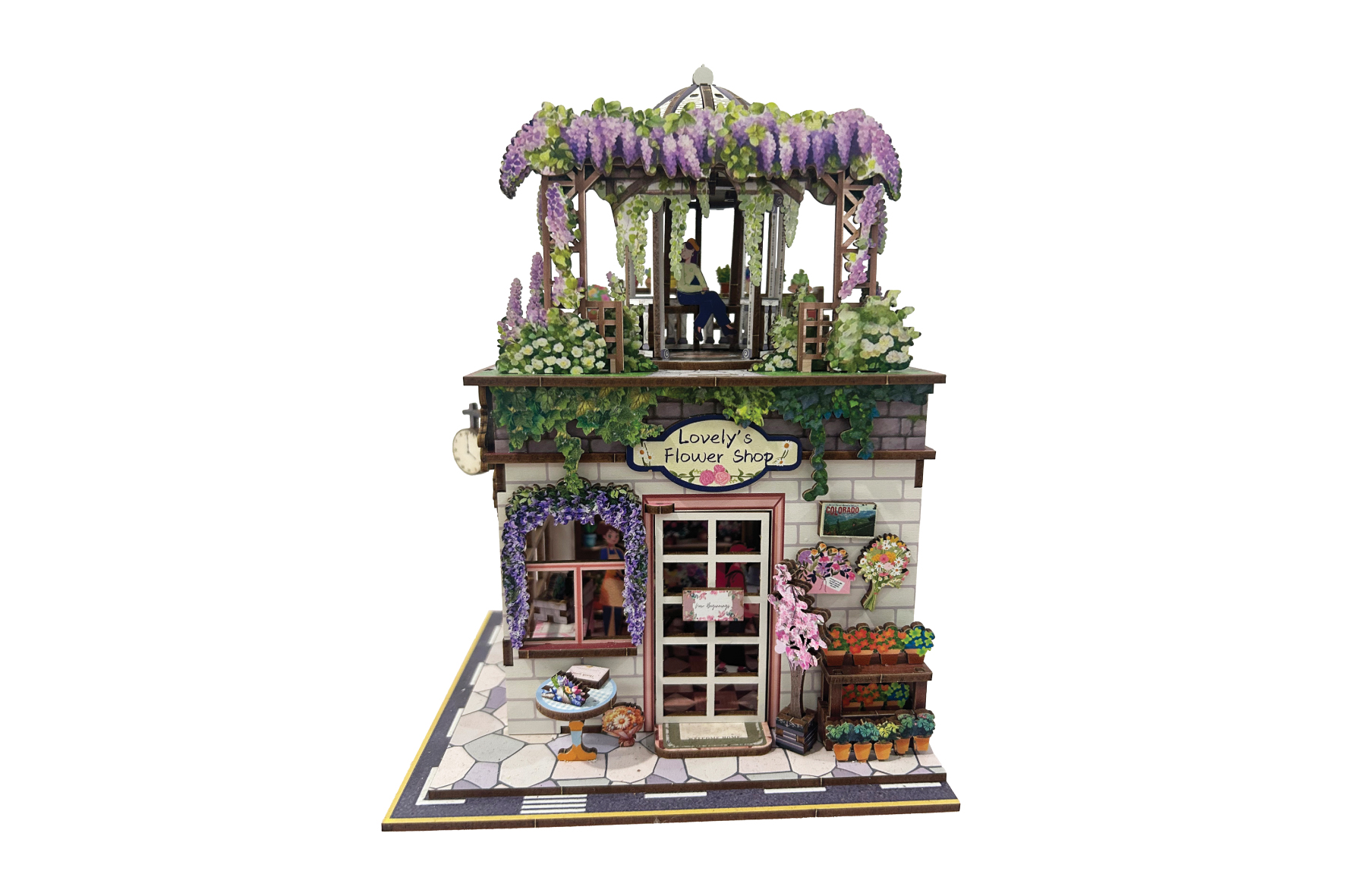 Woodworks DIY bouwpakket Flower Shop m/licht 243dlg hout