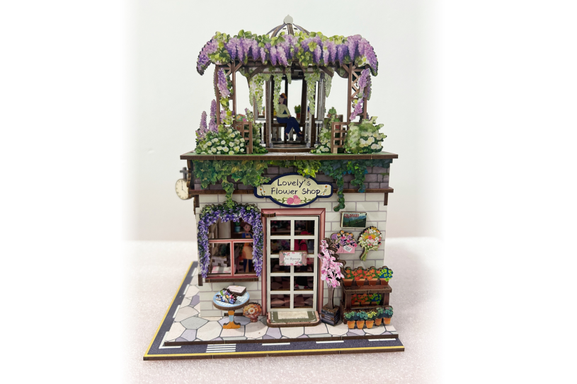 Woodworks DIY bouwpakket Flower Shop m/licht 243dlg hout