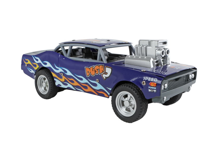 Roadblasters muscle car blauw frictie die cast 20cm