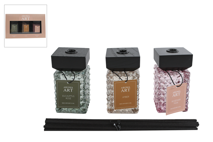 Diffuserset Aroma Art 3x50ml glas 3ass