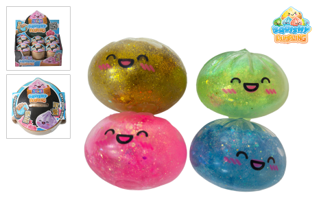 Squishy sugar dumpling 9cm in stoommand 4ass kleur 10cm