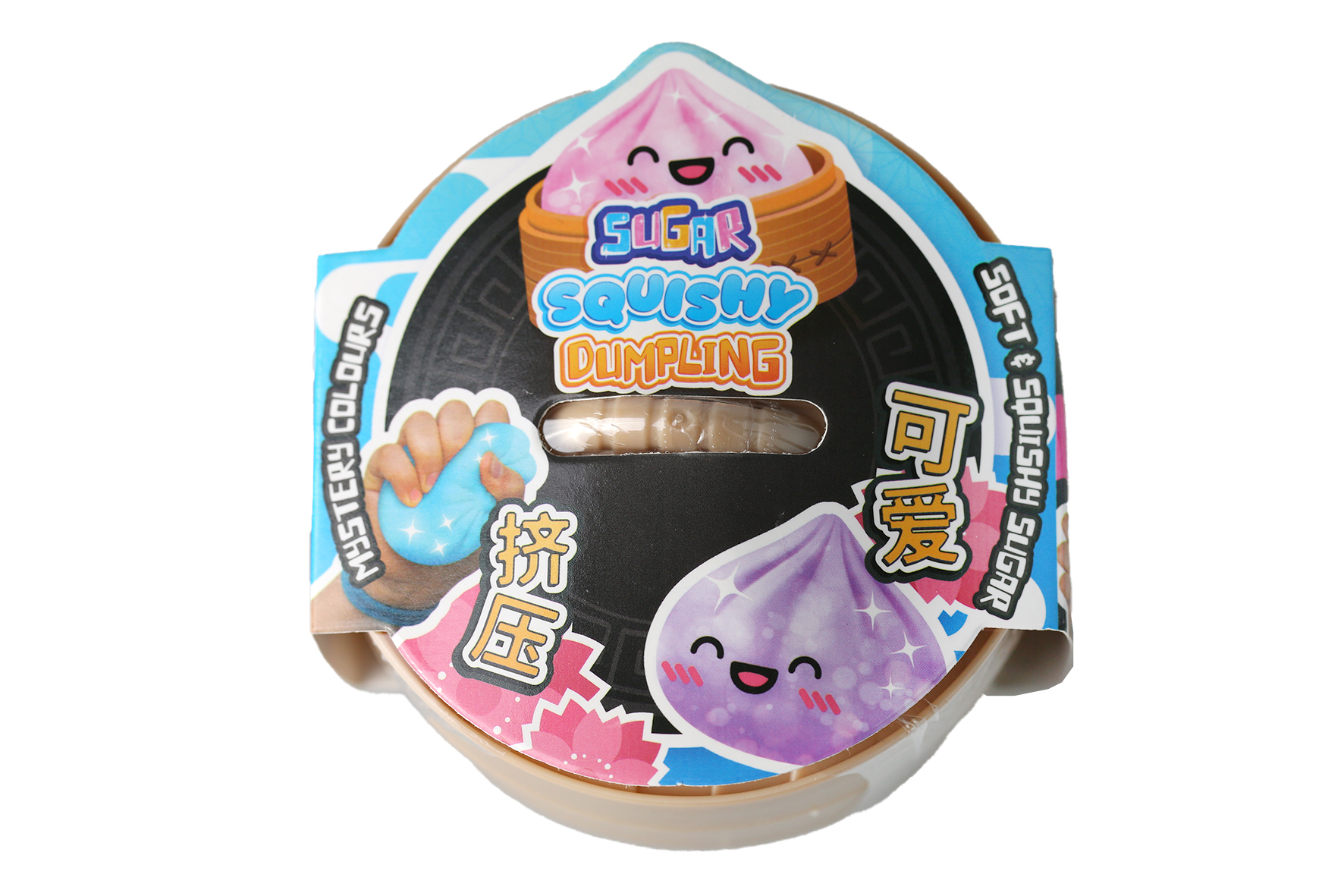 Squishy sugar dumpling 9cm in stoommand 4ass kleur 10cm