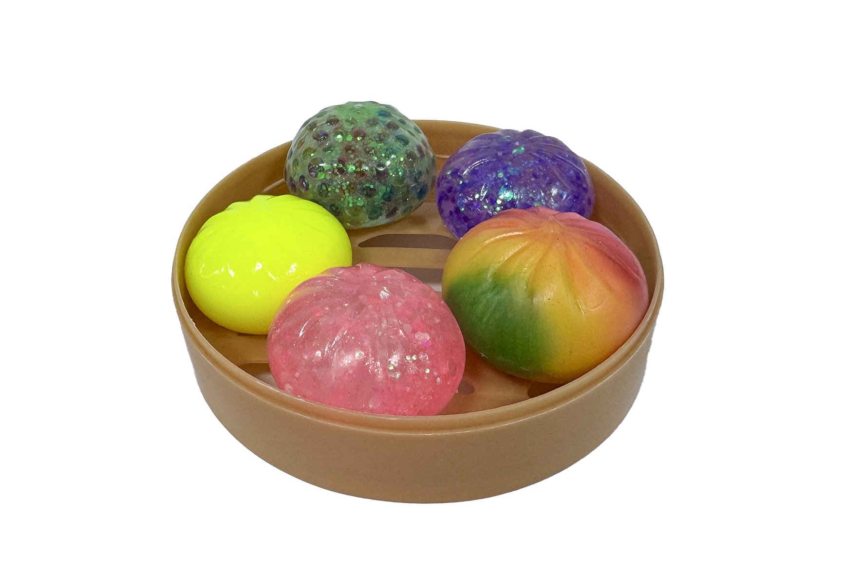 Squishy dumplings mix 5 stuks 5cm in stoommand 15cm