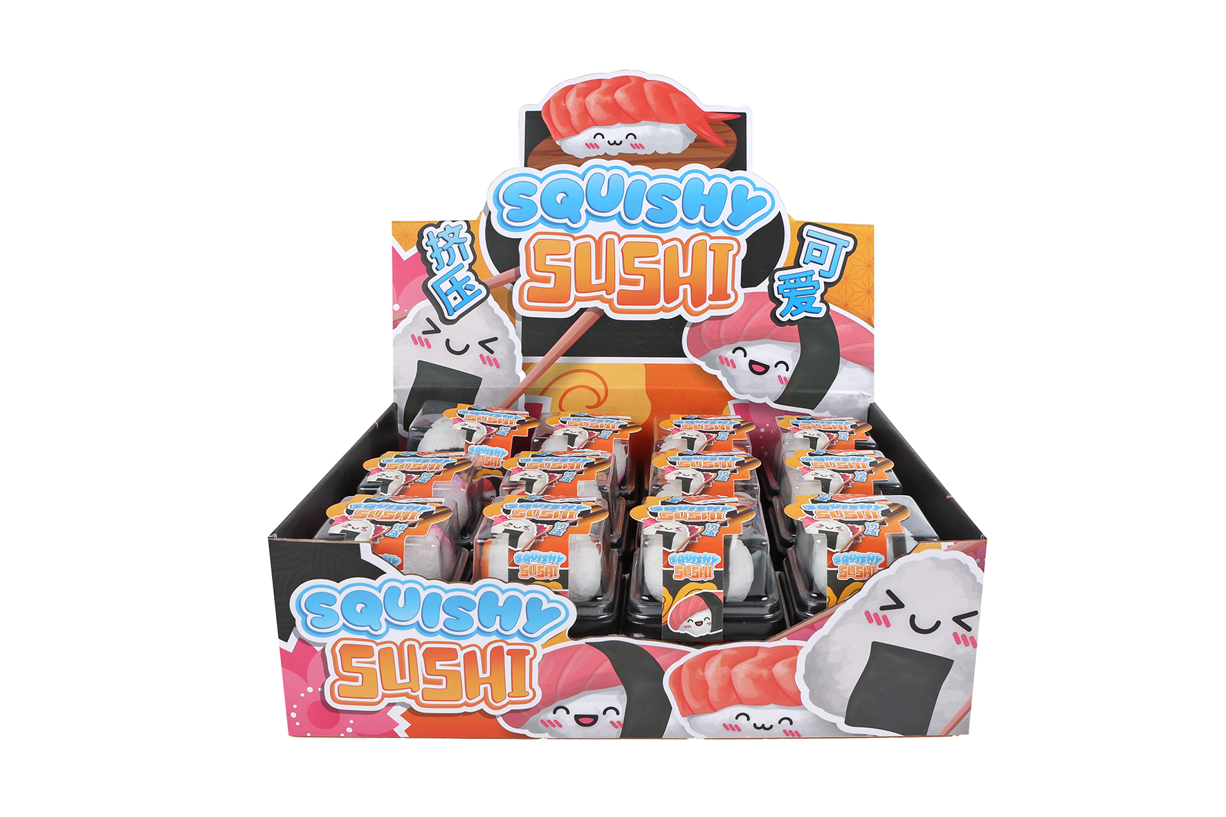 Kawaii fidget sushi vriendje 5cm in takeaway doosje