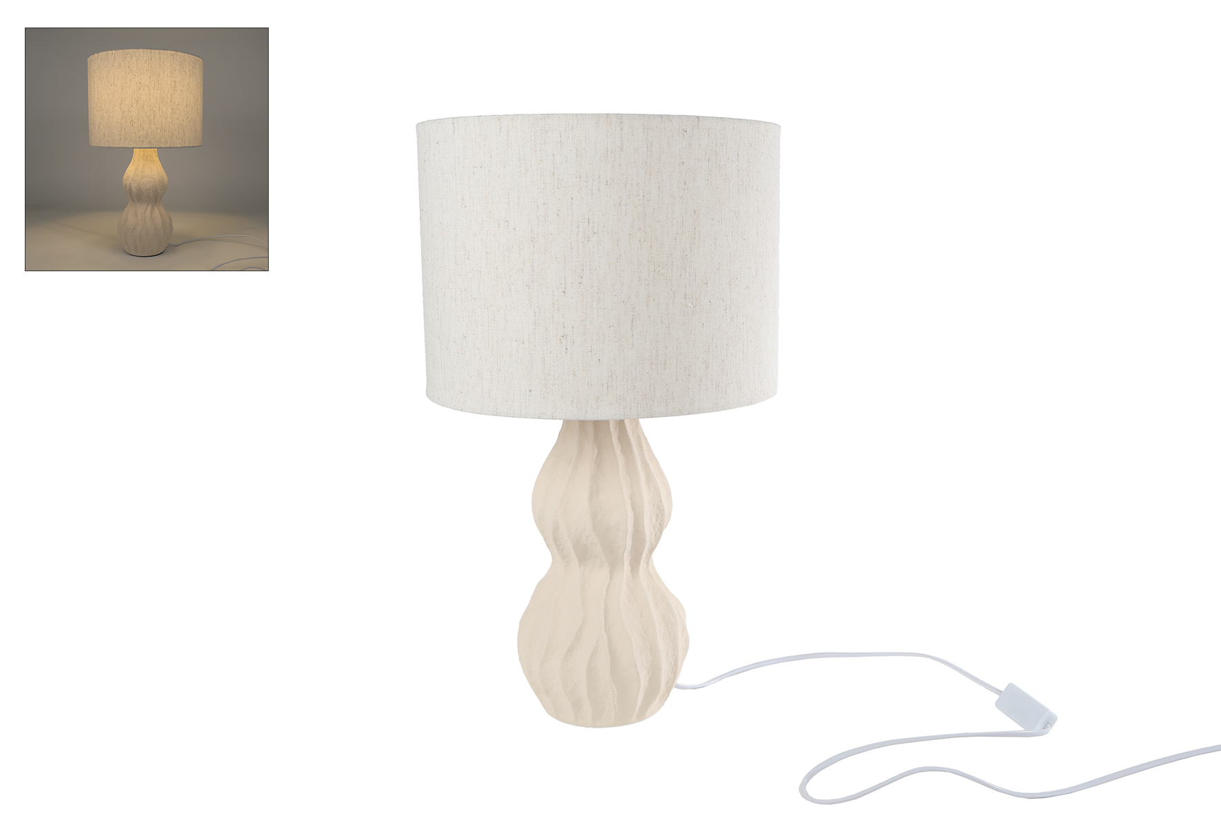 Tafellamp Moyra E27 linnen kap beige aardew 25x25x45cm