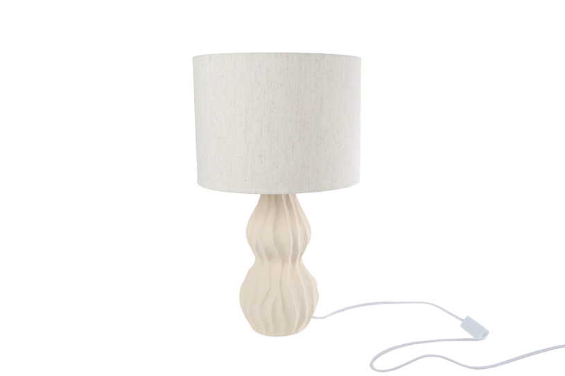 Tafellamp Moyra E27 linnen kap beige aardew 25x25x45cm