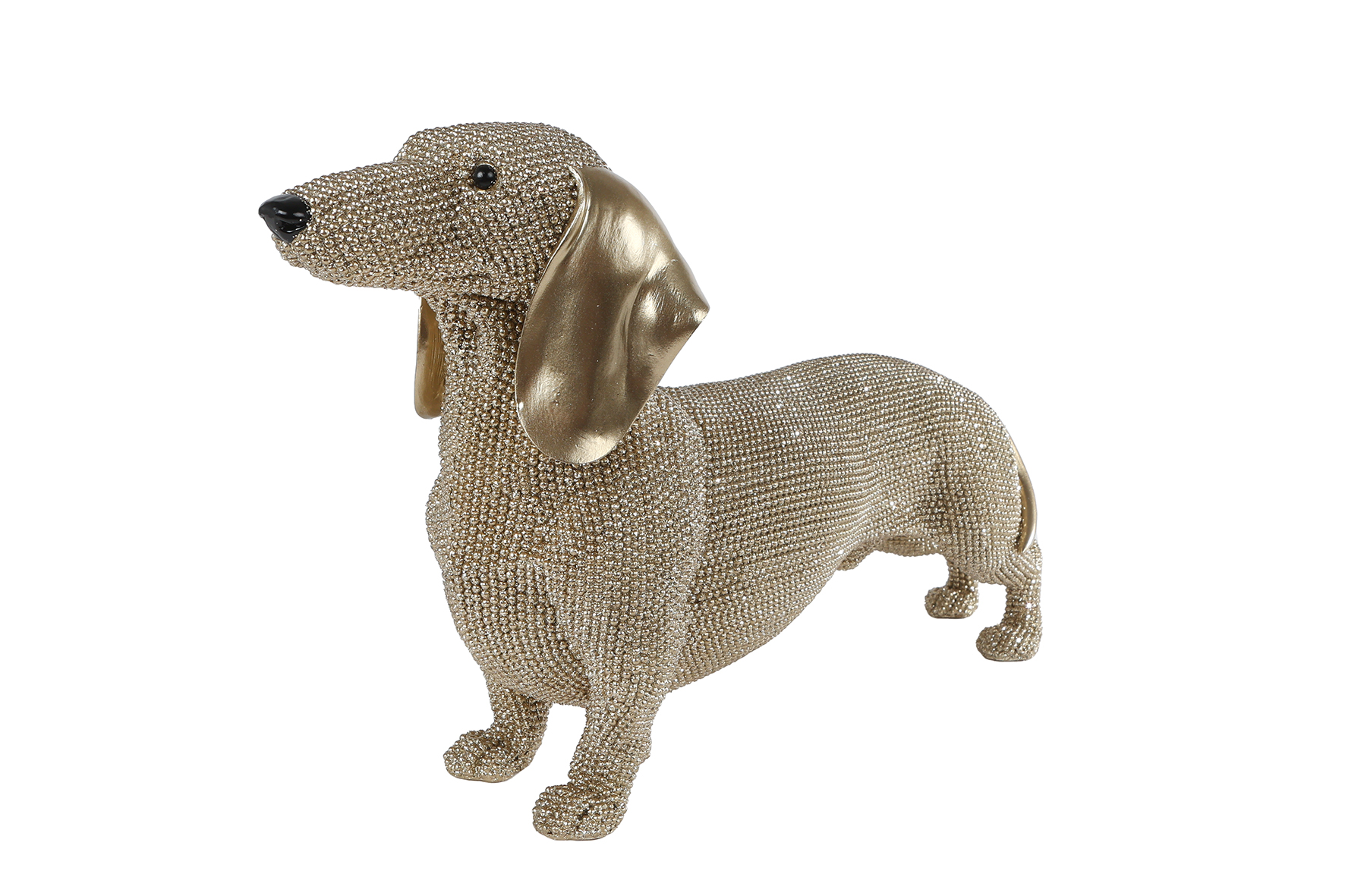 Sculptuur Tekkel L glinster goud 39,5x12x22cm