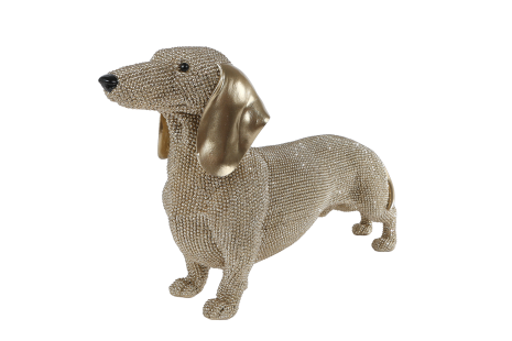 Sculptuur Tekkel L glinster goud 39,5x12x22cm