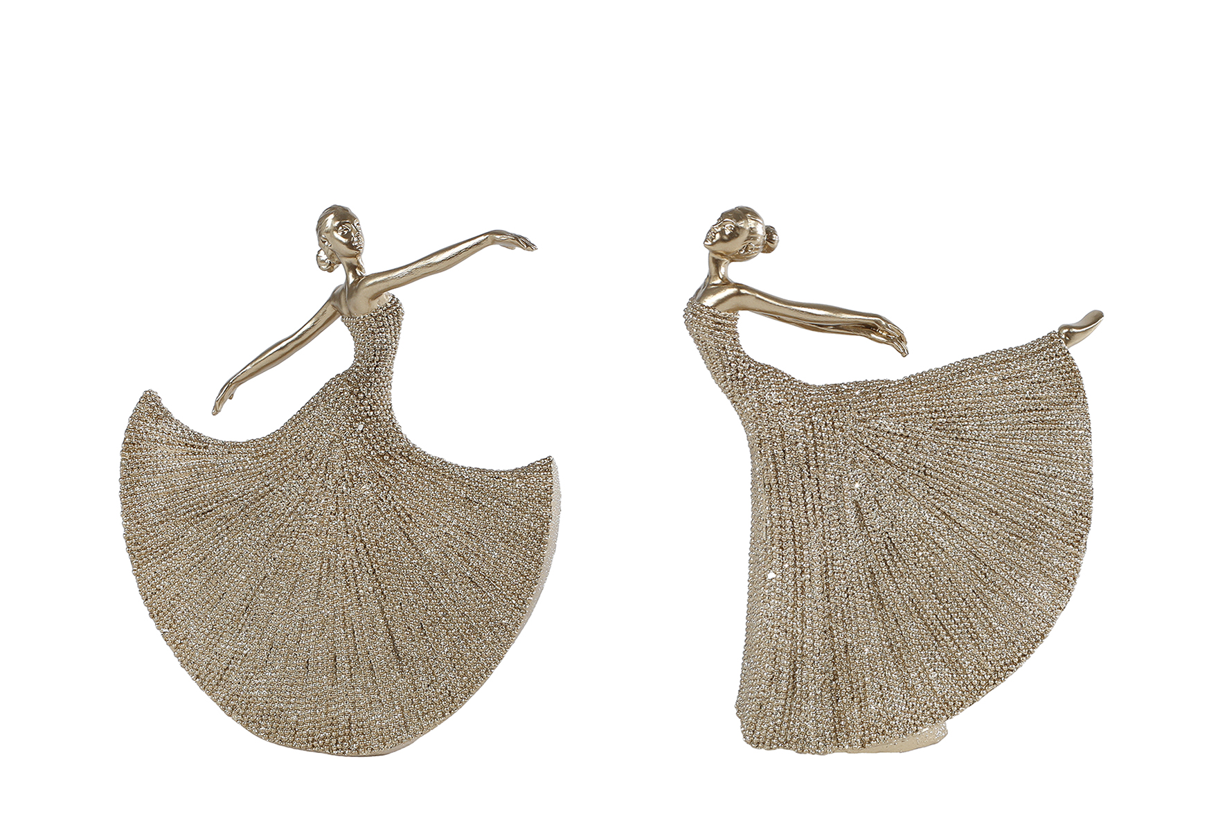 Sculptuur Ballerina glinster goud 16x5x19cm 2assorti
