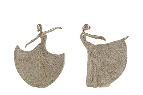 Sculptuur Ballerina glinster goud 16x5x19cm 2assorti