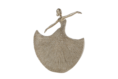 Sculptuur Ballerina glinster goud 16x5x19cm 2assorti