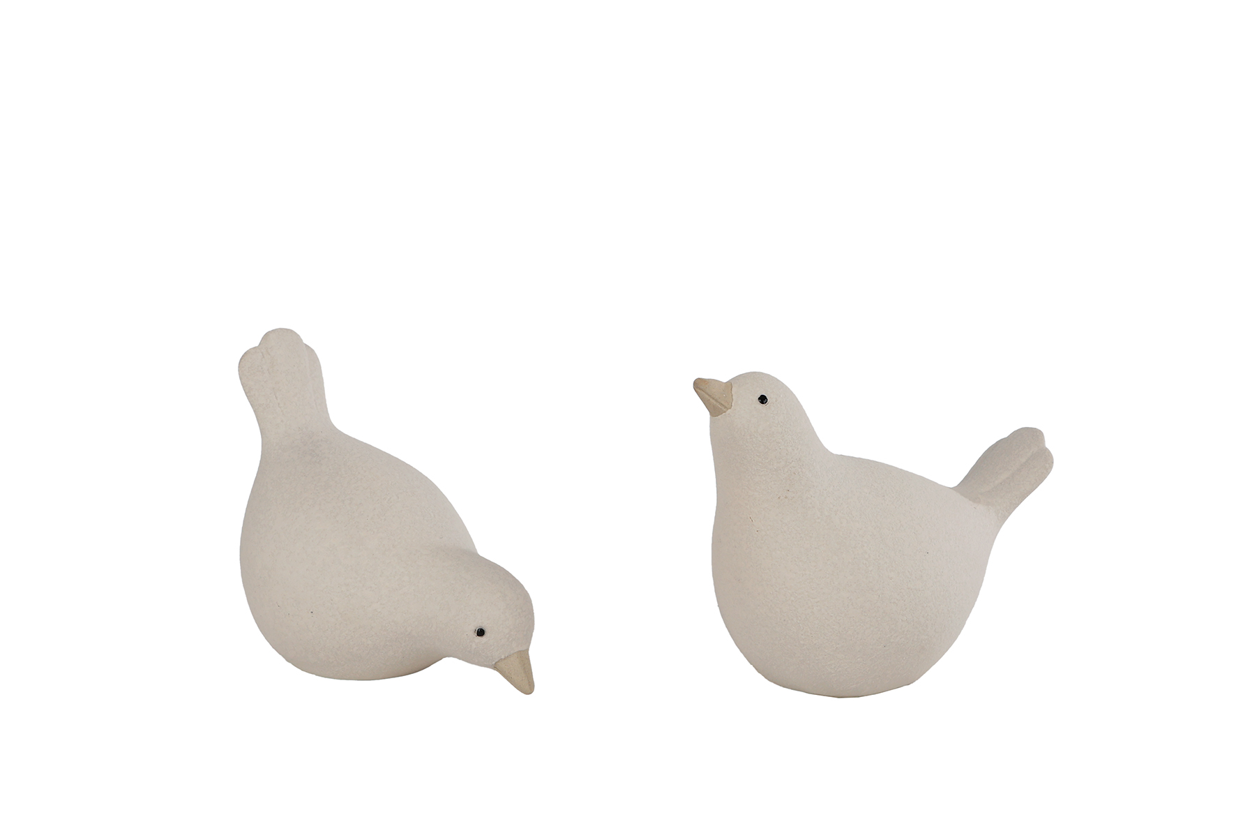 Sculptuur Vogel creme aardewerk 9,5x5x7cm 2 assorti