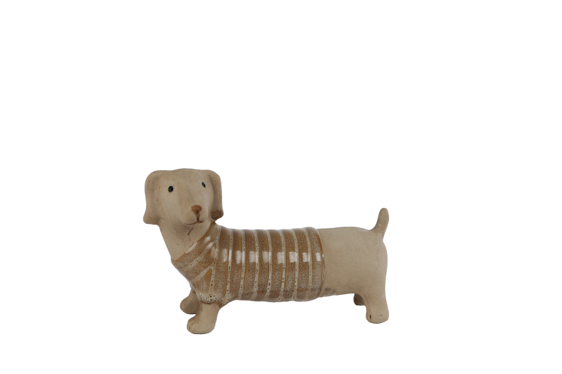 Sculptuur Teckel S bruin aardewerk 10x3x6cm